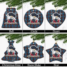 Scottish Cameron Hunting Tartan Christmas Ornaments with Scottish Gnome Playing Bagpipes Scottish Plaid Tartan Plaid - ScotsTee - scotstee.com