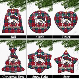 Scottish Byres (Byses) Tartan Christmas Ornaments with Scottish Gnome Playing Bagpipes Scottish Plaid Tartan Plaid - ScotsTee - scotstee.com