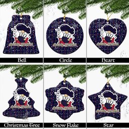 Scottish Fitzgerald Hunting Tartan Christmas Ornaments with Scottish Gnome Playing Bagpipes Scottish Plaid Tartan Plaid - ScotsTee - scotstee.com