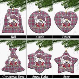 Scottish Crawford Ancient Tartan Christmas Ornaments with Scottish Gnome Playing Bagpipes Scottish Plaid Tartan Plaid - ScotsTee - scotstee.com