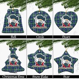 Scottish Davidson of Tulloch Tartan Christmas Ornaments with Scottish Gnome Playing Bagpipes Scottish Plaid Tartan Plaid - ScotsTee - scotstee.com