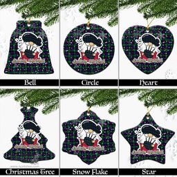 Scottish Campbell of Cawdor Modern Tartan Christmas Ornaments with Scottish Gnome Playing Bagpipes Scottish Plaid Tartan Plaid - ScotsTee - scotstee.com