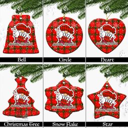 Scottish Darroch Tartan Christmas Ornaments with Scottish Gnome Playing Bagpipes Scottish Plaid Tartan Plaid - ScotsTee - scotstee.com