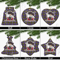 Scottish Carnegie Ancient Tartan Christmas Ornaments with Scottish Gnome Playing Bagpipes Scottish Plaid Tartan Plaid - ScotsTee - scotstee.com