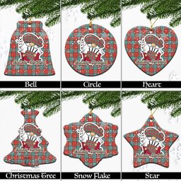 Scottish Dunbar Ancient Tartan Christmas Ornaments with Scottish Gnome Playing Bagpipes Scottish Plaid Tartan Plaid - ScotsTee - scotstee.com