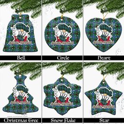 Scottish Davidson Ancient Tartan Christmas Ornaments with Scottish Gnome Playing Bagpipes Scottish Plaid Tartan Plaid - ScotsTee - scotstee.com
