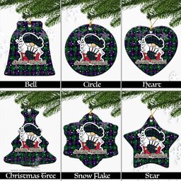 Scottish Calder Modern Tartan Christmas Ornaments with Scottish Gnome Playing Bagpipes Scottish Plaid Tartan Plaid - ScotsTee - scotstee.com