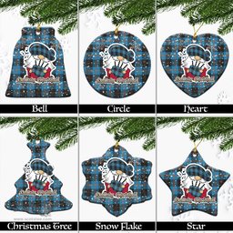 Scottish Horsburgh Tartan Christmas Ornaments with Scottish Gnome Playing Bagpipes Scottish Plaid Tartan Plaid - ScotsTee - scotstee.com