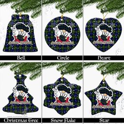 Scottish Jamieson Tartan Christmas Ornaments with Scottish Gnome Playing Bagpipes Scottish Plaid Tartan Plaid - ScotsTee - scotstee.com