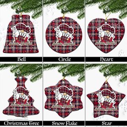 Scottish MacDonald Dress Irish Tartan Christmas Ornaments with Scottish Gnome Playing Bagpipes Scottish Plaid Tartan Plaid - ScotsTee - scotstee.com