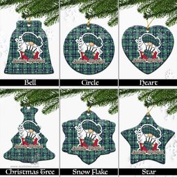 Scottish MacDonald of the Isles Hunting Ancient Tartan Christmas Ornaments with Scottish Gnome Playing Bagpipes Scottish Plaid Tartan Plaid - ScotsTee - scotstee.com