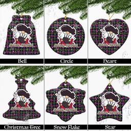 Scottish Logan Modern Tartan Christmas Ornaments with Scottish Gnome Playing Bagpipes Scottish Plaid Tartan Plaid - ScotsTee - scotstee.com