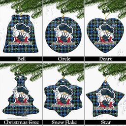 Scottish Guthrie Ancient Tartan Christmas Ornaments with Scottish Gnome Playing Bagpipes Scottish Plaid Tartan Plaid - ScotsTee - scotstee.com
