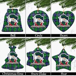 Scottish Haldane Tartan Christmas Ornaments with Scottish Gnome Playing Bagpipes Scottish Plaid Tartan Plaid - ScotsTee - scotstee.com