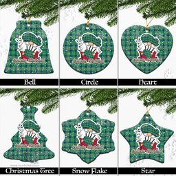 Scottish Kennedy Ancient Tartan Christmas Ornaments with Scottish Gnome Playing Bagpipes Scottish Plaid Tartan Plaid - ScotsTee - scotstee.com