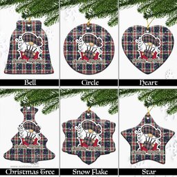 Scottish Fraser Red Dress Tartan Christmas Ornaments with Scottish Gnome Playing Bagpipes Scottish Plaid Tartan Plaid - ScotsTee - scotstee.com