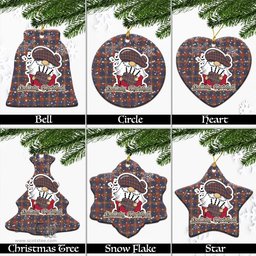 Scottish Fraser Hunting Modern Tartan Christmas Ornaments with Scottish Gnome Playing Bagpipes Scottish Plaid Tartan Plaid - ScotsTee - scotstee.com