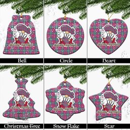 Scottish Lindsay Ancient Tartan Christmas Ornaments with Scottish Gnome Playing Bagpipes Scottish Plaid Tartan Plaid - ScotsTee - scotstee.com