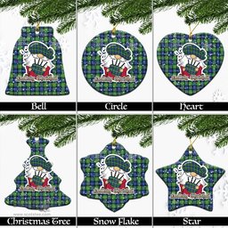 Scottish Gordon Old Ancient Tartan Christmas Ornaments with Scottish Gnome Playing Bagpipes Scottish Plaid Tartan Plaid - ScotsTee - scotstee.com