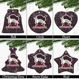 Scottish MacDonald Modern Tartan Christmas Ornaments with Scottish Gnome Playing Bagpipes Scottish Plaid Tartan Plaid - ScotsTee - scotstee.com