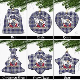 Scottish MacPherson Dress Blue Tartan Christmas Ornaments with Scottish Gnome Playing Bagpipes Scottish Plaid Tartan Plaid - ScotsTee - scotstee.com