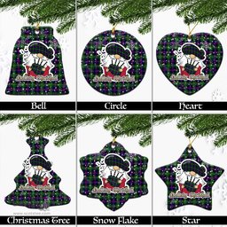 Scottish Malcolm Tartan Christmas Ornaments with Scottish Gnome Playing Bagpipes Scottish Plaid Tartan Plaid - ScotsTee - scotstee.com