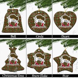 Scottish Pierce Tartan Christmas Ornaments with Scottish Gnome Playing Bagpipes Scottish Plaid Tartan Plaid - ScotsTee - scotstee.com
