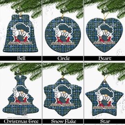 Scottish Robertson Hunting Ancient Tartan Christmas Ornaments with Scottish Gnome Playing Bagpipes Scottish Plaid Tartan Plaid - ScotsTee - scotstee.com