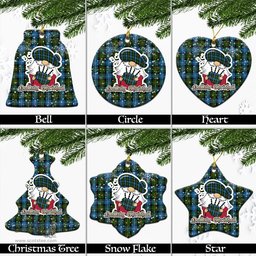 Scottish MacNeil of Barra Tartan Christmas Ornaments with Scottish Gnome Playing Bagpipes Scottish Plaid Tartan Plaid - ScotsTee - scotstee.com
