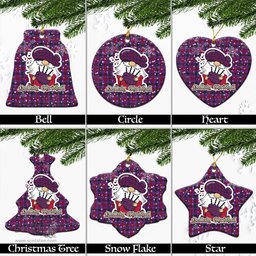 Scottish Montgomery Modern Tartan Christmas Ornaments with Scottish Gnome Playing Bagpipes Scottish Plaid Tartan Plaid - ScotsTee - scotstee.com