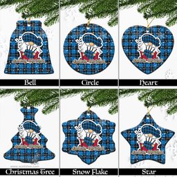 Scottish Ramsay Blue Ancient Tartan Christmas Ornaments with Scottish Gnome Playing Bagpipes Scottish Plaid Tartan Plaid - ScotsTee - scotstee.com
