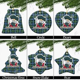 Scottish MacKay Ancient Tartan Christmas Ornaments with Scottish Gnome Playing Bagpipes Scottish Plaid Tartan Plaid - ScotsTee - scotstee.com