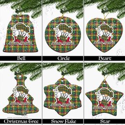 Scottish MacMillan Old Ancient Tartan Christmas Ornaments with Scottish Gnome Playing Bagpipes Scottish Plaid Tartan Plaid - ScotsTee - scotstee.com