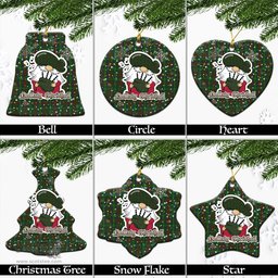 Scottish MacKintosh Hunting Tartan Christmas Ornaments with Scottish Gnome Playing Bagpipes Scottish Plaid Tartan Plaid - ScotsTee - scotstee.com
