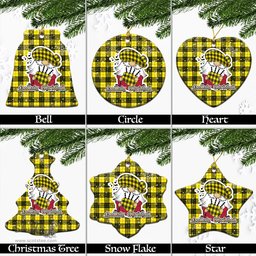 Scottish MacLeod of Lewis Modern Tartan Christmas Ornaments with Scottish Gnome Playing Bagpipes Scottish Plaid Tartan Plaid - ScotsTee - scotstee.com