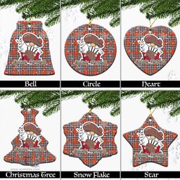 Scottish MacFarlane Ancient Tartan Christmas Ornaments with Scottish Gnome Playing Bagpipes Scottish Plaid Tartan Plaid - ScotsTee - scotstee.com