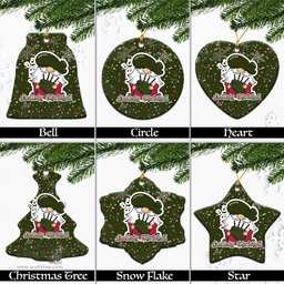 Scottish Menzies Tartan Christmas Ornaments with Scottish Gnome Playing Bagpipes Scottish Plaid Tartan Plaid - ScotsTee - scotstee.com