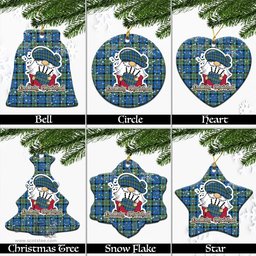 Scottish MacLeod of Harris Ancient Tartan Christmas Ornaments with Scottish Gnome Playing Bagpipes Scottish Plaid Tartan Plaid - ScotsTee - scotstee.com
