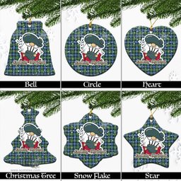 Scottish MacNeil of Barra Ancient Tartan Christmas Ornaments with Scottish Gnome Playing Bagpipes Scottish Plaid Tartan Plaid - ScotsTee - scotstee.com