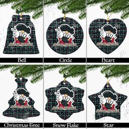 Scottish MacKenzie Modern Tartan Christmas Ornaments with Scottish Gnome Playing Bagpipes Scottish Plaid Tartan Plaid - ScotsTee - scotstee.com