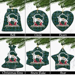 Scottish O'Connor Tartan Christmas Ornaments with Scottish Gnome Playing Bagpipes Scottish Plaid Tartan Plaid - ScotsTee - scotstee.com