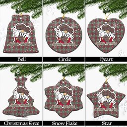 Scottish MacGregor Hunting Ancient Tartan Christmas Ornaments with Scottish Gnome Playing Bagpipes Scottish Plaid Tartan Plaid - ScotsTee - scotstee.com