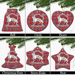 Scottish MacFarlane Modern Tartan Christmas Ornaments with Scottish Gnome Playing Bagpipes Scottish Plaid Tartan Plaid - ScotsTee - scotstee.com