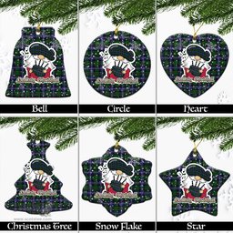 Scottish MacRow Hunting Tartan Christmas Ornaments with Scottish Gnome Playing Bagpipes Scottish Plaid Tartan Plaid - ScotsTee - scotstee.com
