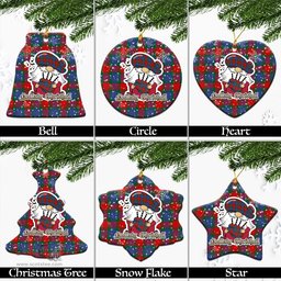 Scottish Mar Tartan Christmas Ornaments with Scottish Gnome Playing Bagpipes Scottish Plaid Tartan Plaid - ScotsTee - scotstee.com