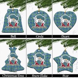 Scottish MacIntyre Hunting Ancient Tartan Christmas Ornaments with Scottish Gnome Playing Bagpipes Scottish Plaid Tartan Plaid - ScotsTee - scotstee.com