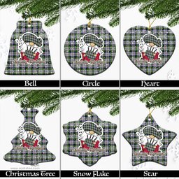 Scottish MacNaughton Dress Tartan Christmas Ornaments with Scottish Gnome Playing Bagpipes Scottish Plaid Tartan Plaid - ScotsTee - scotstee.com