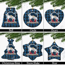 Scottish Ramsay Blue Hunting Tartan Christmas Ornaments with Scottish Gnome Playing Bagpipes Scottish Plaid Tartan Plaid - ScotsTee - scotstee.com