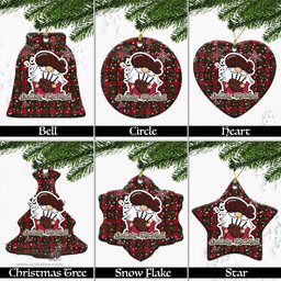 Scottish MacDuff Tartan Christmas Ornaments with Scottish Gnome Playing Bagpipes Scottish Plaid Tartan Plaid - ScotsTee - scotstee.com