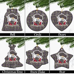 Scottish Taylor Weathered Tartan Christmas Ornaments with Scottish Gnome Playing Bagpipes Scottish Plaid Tartan Plaid - ScotsTee - scotstee.com